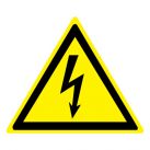 Знак W08 Опасность поражения электрическим током •ГОСТ 12.4.026-2015• (Пластик 100 х 100)