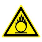 Знак W11 Пожароопасно. Окислитель •ГОСТ 12.4.026-2015• (Пленка 200 х 200)