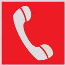 Знак F05 Телефон для использования при пожаре (в том числе телефон прямой связи с пожарной охраной) •ГОСТ 12.4.026-2015• (Световозвращающий Пленка 200 х 200)