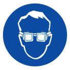 Знак M01 Работать в защитных очках •ГОСТ 12.4.026-2015• (Пластик 200 х 200)