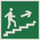 Знак E15 Направление к эвакуационному выходу по лестнице вверх (правосторонний) •ГОСТ 12.4.026-2015• (Световозвращающий Пленка 200 х 200)