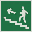 Знак E16 Направление к эвакуационному выходу по лестнице вверх (левосторонний) •ГОСТ 12.4.026-2015• (Световозвращающий Пленка 200 х 200)