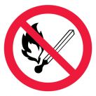 Знак P02 Запрещается пользоваться открытым огнем и курить •ГОСТ 12.4.026-2015• (Пластик 200 х 200)